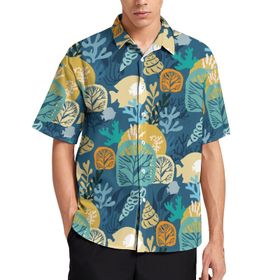 AILLOSA YH-452 Aloha Hawaii 3D Desen Kısa Kollu Erkek Gömlek