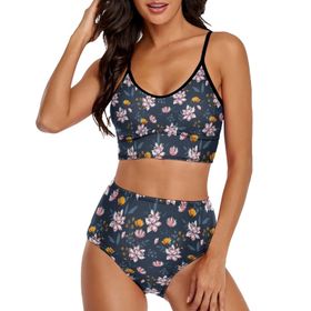 AILLOSA YH-454 Geniş Omuz Askılı Üçgen Bikini Üstü Alçak Bel İki Parça Kadın Bikini Seti