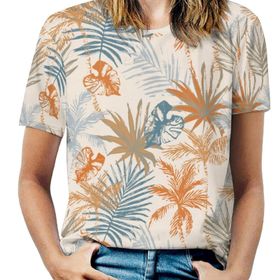 AILLOSA YH-455 Tamamı Baskılı Kısa Kollu Yuvarlak Yaka Kadın T-shirt