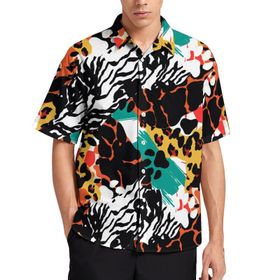 AILLOSA YH-456 Aloha Hawaii 3D Desen Kısa Kollu Erkek Gömlek