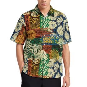 AILLOSA YH-457 Aloha Hawaii 3D Desen Kısa Kollu Erkek Gömlek