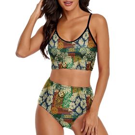 AILLOSA YH-457 Geniş Omuz Askılı Üçgen Bikini Üstü Alçak Bel İki Parça Kadın Bikini Seti