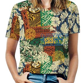 AILLOSA YH-457 Tamamı Baskılı Kısa Kollu Yuvarlak Yaka Kadın T-shirt