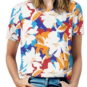 AILLOSA YH-459 Tamamı Baskılı Kısa Kollu Yuvarlak Yaka Kadın T-shirt