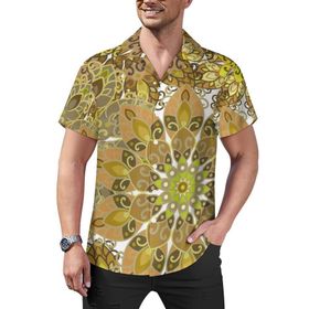 AILLOSA YH-46 Aloha Hawaii Çiçek Baskılı 3D Desen Kısa Kollu Erkek Gömlek