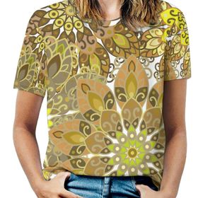 AILLOSA YH-46 Tamamı Baskılı Kısa Kollu Yuvarlak Yaka Kadın T-shirt