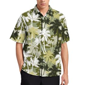 AILLOSA YH-460 Aloha Hawaii 3D Desen Kısa Kollu Erkek Gömlek