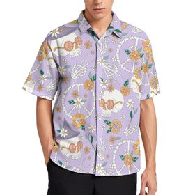 AILLOSA YH-462 Aloha Hawaii 3D Desen Kısa Kollu Erkek Gömlek