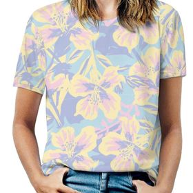 AILLOSA YH-464 Tamamı Baskılı Kısa Kollu Yuvarlak Yaka Kadın T-shirt
