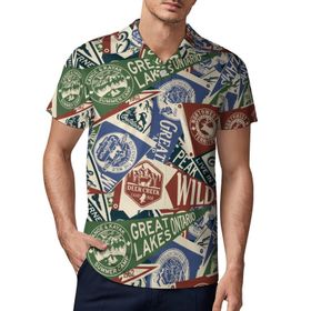 AILLOSA YH-466 3D Baskılı Desen Kısa Kollu Polo Yaka Erkek T-shirt
