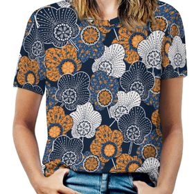AILLOSA YH-467 Tamamı Baskılı Kısa Kollu Yuvarlak Yaka Kadın T-shirt