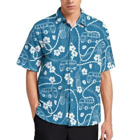 AILLOSA YH-468 Aloha Hawaii 3D Desen Kısa Kollu Erkek Gömlek
