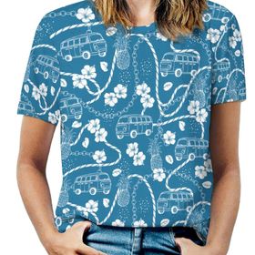 AILLOSA YH-468 Tamamı Baskılı Kısa Kollu Yuvarlak Yaka Kadın T-shirt