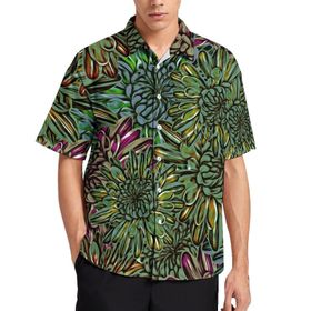 AILLOSA YH-47 Aloha Hawaii 3D Desen Kısa Kollu Erkek Gömlek
