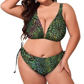 AILLOSA YH-47 Karın Kontrolü İki Parça Büyük Beden Kadın Bikini Seti
