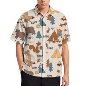 AILLOSA YH-470 Aloha Hawaii 3D Desen Kısa Kollu Erkek Gömlek