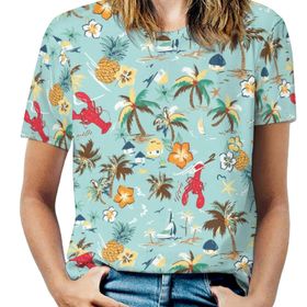 AILLOSA YH-471 Tamamı Baskılı Kısa Kollu Yuvarlak Yaka Kadın T-shirt