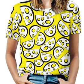 AILLOSA YH-472 Tamamı Baskılı Kısa Kollu Yuvarlak Yaka Kadın T-shirt