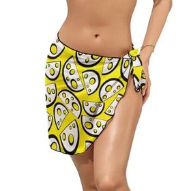 AILLOSA YH-472 Wrap Sarong Beyaz Siyah Kadın Plaj Elbise