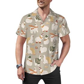 AILLOSA YH-473 Aloha Hawaii Çiçek Baskılı 3D Desen Kısa Kollu Erkek Gömlek
