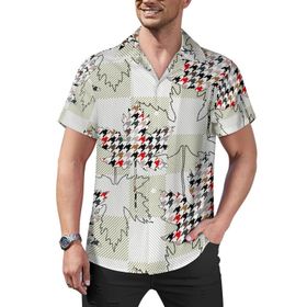 AILLOSA YH-474 Aloha Hawaii Çiçek Baskılı 3D Desen Kısa Kollu Erkek Gömlek