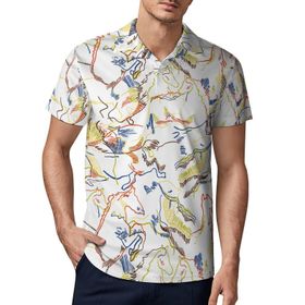 AILLOSA YH-475 3D Baskılı Desen Kısa Kollu Polo Yaka Erkek T-shirt