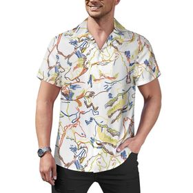 AILLOSA YH-475 Aloha Hawaii Çiçek Baskılı 3D Desen Kısa Kollu Erkek Gömlek