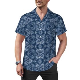 AILLOSA YH-476 Aloha Hawaii Çiçek Baskılı 3D Desen Kısa Kollu Erkek Gömlek