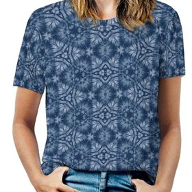 AILLOSA YH-476 Tamamı Baskılı Kısa Kollu Yuvarlak Yaka Kadın T-shirt