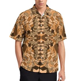 AILLOSA YH-48 Aloha Hawaii 3D Desen Kısa Kollu Erkek Gömlek