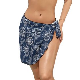 AILLOSA YH-482 Wrap Sarong Beyaz Siyah Kadın Plaj Elbise