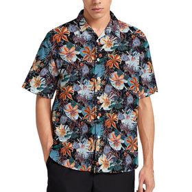 AILLOSA YH-484 Aloha Hawaii 3D Desen Kısa Kollu Erkek Gömlek