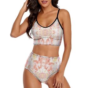 AILLOSA YH-485 Geniş Omuz Askılı Üçgen Bikini Üstü Alçak Bel İki Parça Kadın Bikini Seti