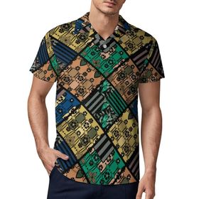 AILLOSA YH-487 3D Baskılı Desen Kısa Kollu Polo Yaka Erkek T-shirt