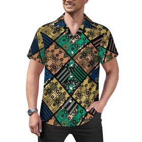 AILLOSA YH-487 Aloha Hawaii Çiçek Baskılı 3D Desen Kısa Kollu Erkek Gömlek