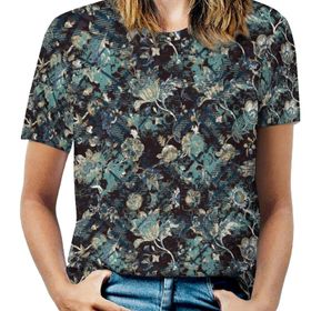 AILLOSA YH-488 Tamamı Baskılı Kısa Kollu Yuvarlak Yaka Kadın T-shirt