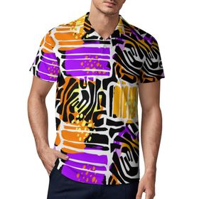 AILLOSA YH-489 3D Baskılı Desen Kısa Kollu Polo Yaka Erkek T-shirt