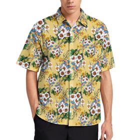 AILLOSA YH-491 Aloha Hawaii 3D Desen Kısa Kollu Erkek Gömlek