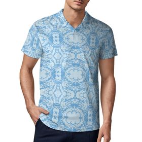 AILLOSA YH-493 3D Baskılı Desen Kısa Kollu Polo Yaka Erkek T-shirt