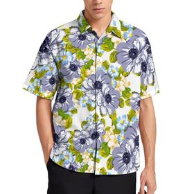 AILLOSA YH-494 Aloha Hawaii 3D Desen Kısa Kollu Erkek Gömlek