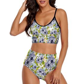 AILLOSA YH-494 Geniş Omuz Askılı Üçgen Bikini Üstü Alçak Bel İki Parça Kadın Bikini Seti