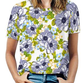 AILLOSA YH-494 Tamamı Baskılı Kısa Kollu Yuvarlak Yaka Kadın T-shirt