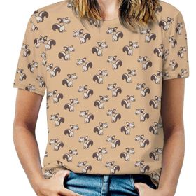 AILLOSA YH-497 Tamamı Baskılı Kısa Kollu Yuvarlak Yaka Kadın T-shirt