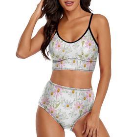 AILLOSA YH-498 Geniş Omuz Askılı Üçgen Bikini Üstü Alçak Bel İki Parça Kadın Bikini Seti