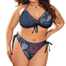 AILLOSA YH-50 Karın Kontrolü İki Parça Büyük Beden Kadın Bikini Seti