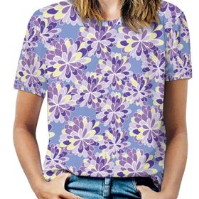 AILLOSA YH-500 Tamamı Baskılı Kısa Kollu Yuvarlak Yaka Kadın T-shirt