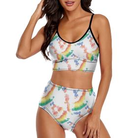 AILLOSA YH-502 Geniş Omuz Askılı Üçgen Bikini Üstü Alçak Bel İki Parça Kadın Bikini Seti