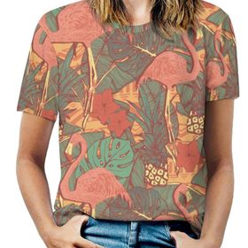 AILLOSA YH-504 Tamamı Baskılı Kısa Kollu Yuvarlak Yaka Kadın T-shirt