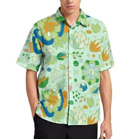 AILLOSA YH-506 Aloha Hawaii 3D Desen Kısa Kollu Erkek Gömlek