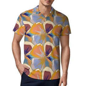 AILLOSA YH-507 3D Baskılı Desen Kısa Kollu Polo Yaka Erkek T-shirt